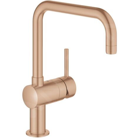 Mitigeur monocommandé pour évier – Bec en U orientable – Finition GROHE StarLight – Cartouche céramique 46 mm – Débit 11,5 l/min - 32488DL0 (1/4)