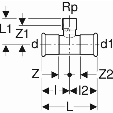 Geberit Mapress Té en acier C avec filetage intérieur, DN 65 / 20 / 65, dø 76.1 mm, 21326 (1/3)