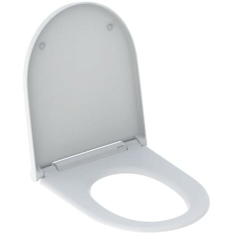 Geberit – Siège de WC blanc alpin – Abattant adulte en Duroplast – Charnières Quick-Release – Fixation par le dessus – Automatisme de descente