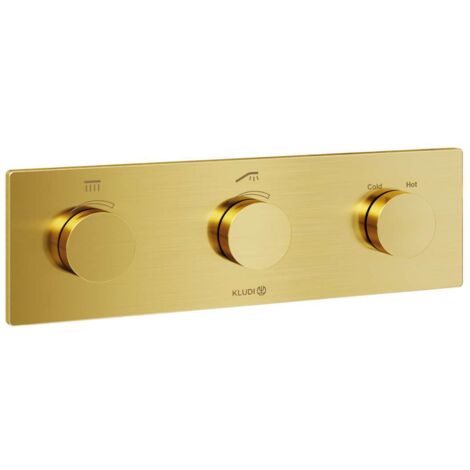 Kludi Tronic - Mitigeur thermostatique encastré, 2 sorties, doré brossé 38300N0-00 (1/3)