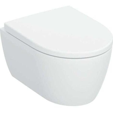 Geberit – Cuvette WC suspendu sans rebord TurboFlush – Abattant SoftClose en duroplast – Céramique sanitaire blanc mat – Fixation rapide EasyMount (1/5)