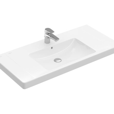 Villeroy & Boch Subway 2.0 - Meuble lavabo 80x47 cm, avec trop-plein, trou de robinetterie, blanc alpin 71758001