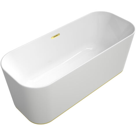 Baignoire Villeroy & Boch Finion Duo Quaryl UBQ177FIN7A300V2, 1700 x 700 mm, dorée, autoportante, robinet poussoir, trop-plein, anneau design - UBQ177FIN7A300V201 (1/5)