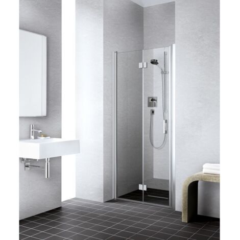 Kermi LIGA porte battante pliante 2SL 930 x 1850mm argent satiné verre trempé transparent Clean (1/5)