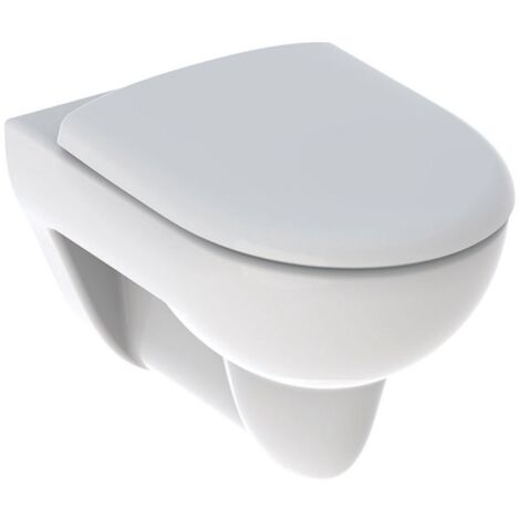 Geberit – Pack WC suspendu Rénova à fond plat avec abattant en duroplast – Cuvette surélevée 41cm – Volume 6/5L selon EN 997