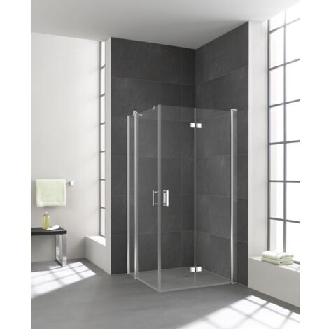Kermi Demi-pièce d’angle à droite DIGA EPR 0900x 2000 BV : 880-900 SIHG verre trempé Opaco Clean (1/5)