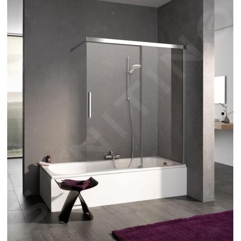 Kermi NICA - Paroi de baignoire H2L, en deux parties, 120x150 cm, droite, argent brillant/verre transparent NIH2R12015VPK (1/3)