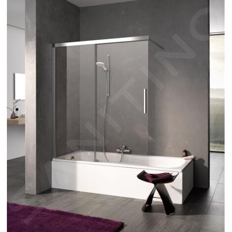 Kermi NICA - Paroi de baignoire H2L, en deux parties, 100x150 cm, gauche, argent brillant/verre transparent NIH2L10015VPK (1/3)