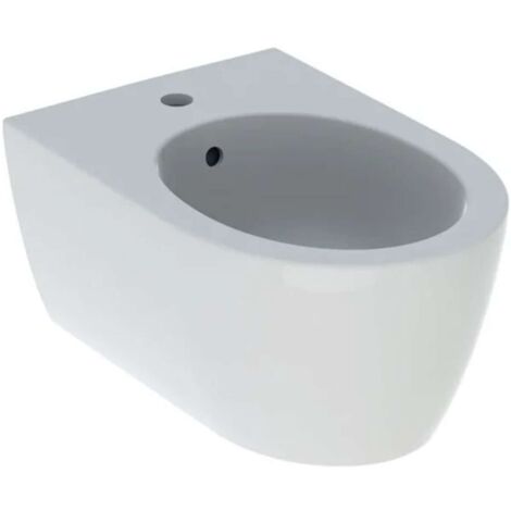 Bidet mural Geberit iCon avec trop-plein – Forme fermée – Fixation invisible – Pour robinetterie monotrou – Entrée d'eau cachée