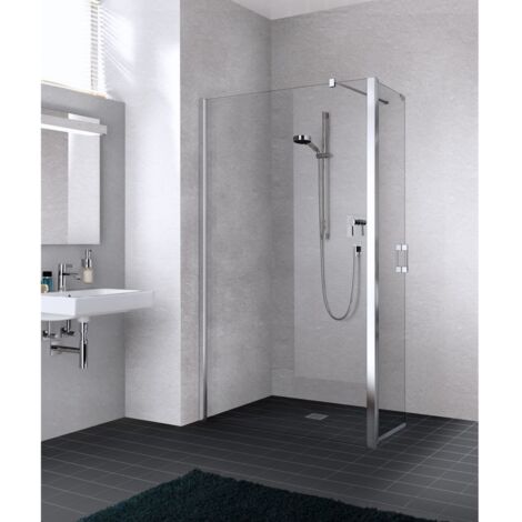 Kermi LIGA WALK-IN T1R 800 x 2000mm argent ultra brillant verre trempé transparent (1/5)