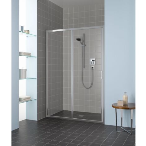 Kermi LIGA porte coulissante G2L 1600 x 2000mm argent ultra brillant verre trempé transparent Clean (1/5)