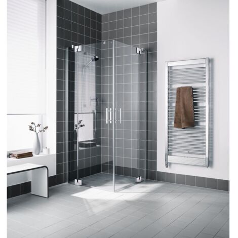Kermi Demi-pièce d’angle à droite Filia XP EPR 1230x 2000 GAK : 1185-1210 SIHG verre trempé transparent Clean (1/5)