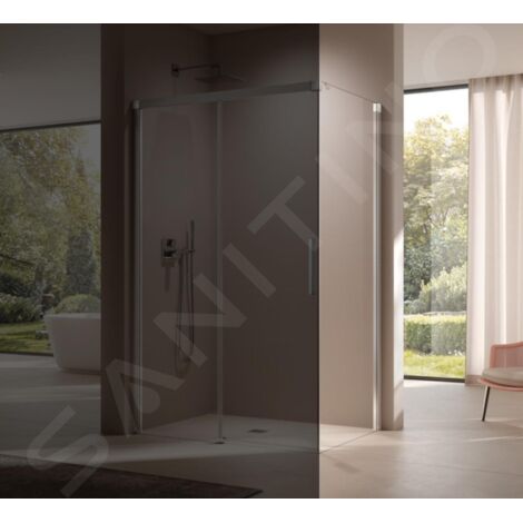 Kermi NICA - Paroi de douche TWR, 83x200 cm, droite, argent brillant/verre transparent NITWR08320VPK (1/4)