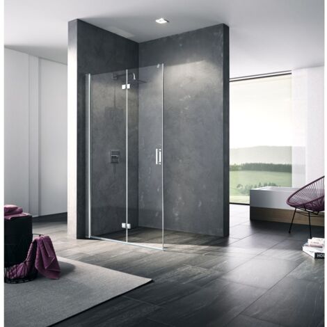 Kermi Porte battante pliante DIGA 2YR 0900x 1850 BV : 880-900 SIHG verre trempé transparent (1/3)