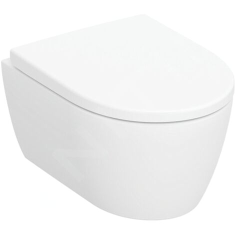 Geberit – Cuvette pour WC suspendu Rimfree – Céramique sanitaire – Abattant Duroplast SoftClose – Fixation invisible Easy Fast Fixing – Dimensions 36/38/49 cm (1/4)