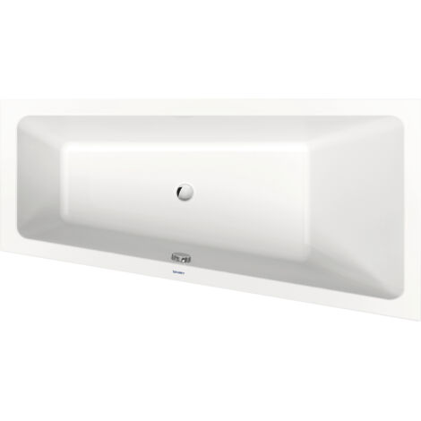 Duravit – Baignoire d'angle encastrée trapézoïdale 1600x850mm – Acrylique sanitaire – 1 pente de dos – Écoulement central – Volume utile 140L