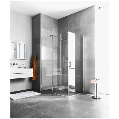 Kermi Demi-pièce d’angle à gauche Diga 1EL 0830x 1850 GAK : 790-810 SIHG verre trempé Opaco Clean (1/5)