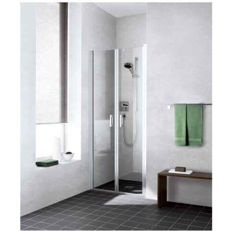 Kermi LIGA porte battante PTD 1030 x 1850mm argent ultra brillant verre trempé transparent Clean (1/5)