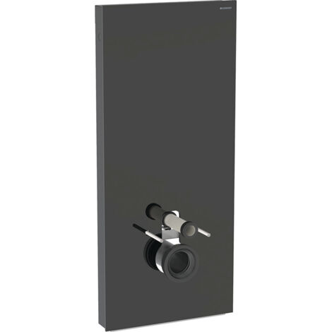 Panneau sanitaire Geberit MONOLITH pour WC suspendu, 114 cm, habillage frontal en verre noir, latéral aluminium chromé noir - Geberit (1/5)
