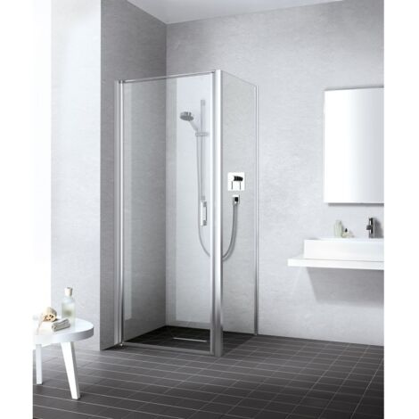 Kermi LIGA porte battante 1WR 850 x 1850mm argent satiné verre trempé transparent Clean (1/5)