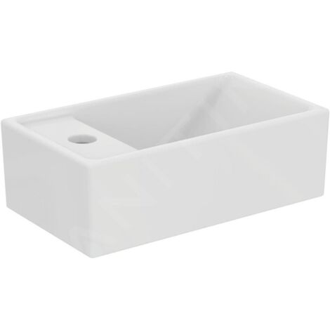 Ideal Standard – Lave-mains céramique 370x210 mm – Anguleux, 1 trou à gauche, sans trop-plein, fixation murale – Blanc classique - E211301
