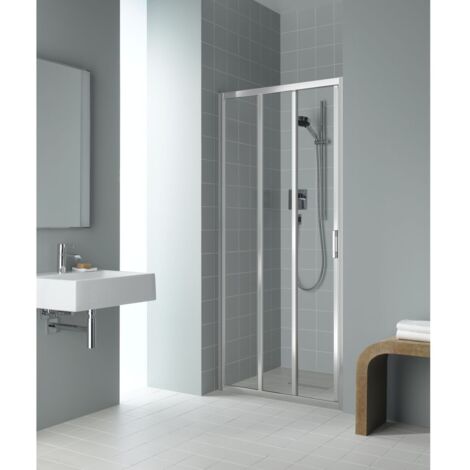 Kermi LIGA porte coulissante G3L 1200 x 1850mm argent ultra brillant verre trempé transparent (1/5)