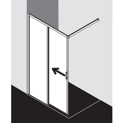 Kermi LIGA porte coulissante J2R 1000 x 2000mm argent mat verre trempé transparent Clean (1/5)