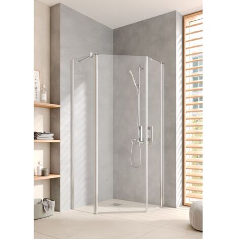 Kermi pentagone PEGA 45L 0900x 2000 BV : 865-890 SIHG verre trempé transparent Clean (1/2)