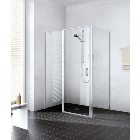Kermi LIGA porte battante 1GL 780 x 2000mm argent ultra brillant verre trempé transparent Clean (1/5)