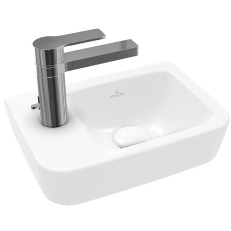 Villeroy & Boch – Lave-mains compact 360x250 mm – Céramique sanitaire blanc alpin – 1 trou robinetterie à gauche – Sans trop-plein – Fixation murale