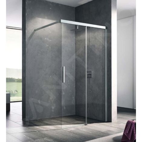 Kermi NICA - Paroi de douche Walk-In, 140x200 cm, coulissante, droite, argent brillant/verre transparent NIJ2R14020VPK (1/3)