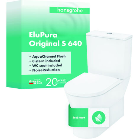 Hansgrohe – WC au sol sans bride 365x640mm – Céramique blanche – Chasse d'eau AquaChannel 4,5/5/6L – Sortie horizontale/verticale – Siège et réservoir inclus (1/5)