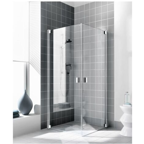 Kermi demi-pièce d’angle à gauche Raya 1EL 0780x 1850 GAK : 730-760 SIMG verre trempé transparent Clean (1/4)