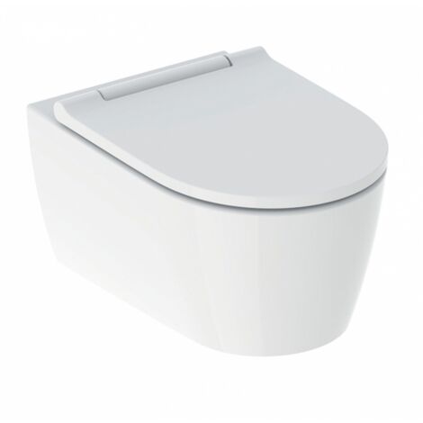 Geberit – WC suspendu TurboFlush avec abattant softclose – Céramique KeraTect blanche – Dimensions 370 x 345 x 420 mm – Fixation encastrée