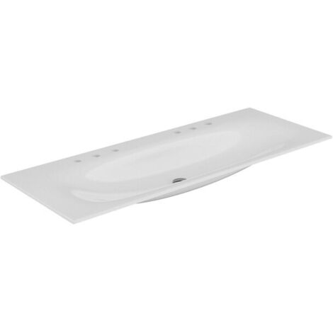 Keuco Edition 11 lavabo double en céramique 31160, 1405x17x538mm, avec 2x3 trous pour robinetterie, blanc - 31160311406 (1/2)