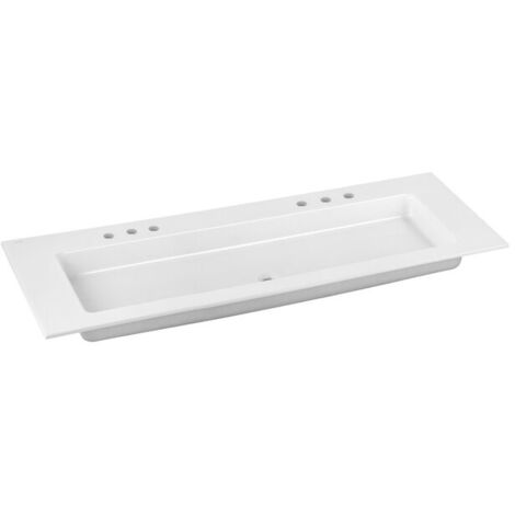 Keuco Royal 60 lavabo double en céramique 32160311406, 1405x17x538 mm, pour 3 trous de robinetterie, blanc - 32160311406 (1/2)