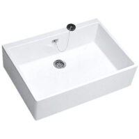 Geberit – Bassin céramique sanitaire 70x50cm avec trop-plein – Montage mural – Pour évacuation eaux usées – Couleur blanc