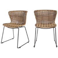 Lot de 2 chaises indoor/outdoor en résine tressée - Naturel - Wings