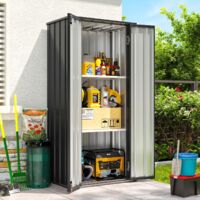 Aoxun Metall-Gartenhaus, verriegelbare Tür, Außenschrank, robust und rostbeständig, Werkzeugschuppen mit Pultdach, Schwarz, 78 x 47 x 173 cm