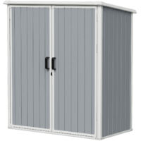 Aoxun Garden Storage Box Resin, Resin Storage Shed, Outdoor Storage Shed with Floor, 5x3FT, Grey