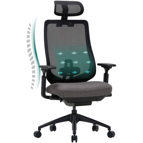 COLAMY Office Chair – Ergonomic Desk Chair with 4D Armrests and Adjustable Seat Depth, Optimal Comfort for Intensive Work – Grey