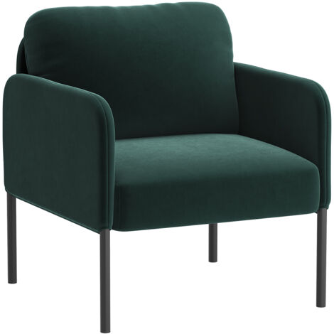 Naturally Comfortable Armchair for Everyday Use – Wraparound Backrest with Slim Metal Legs – Green
