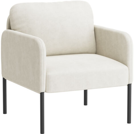 Naturally Comfortable Armchair for Everyday Use – Wraparound Backrest with Slim Metal Legs – Beige