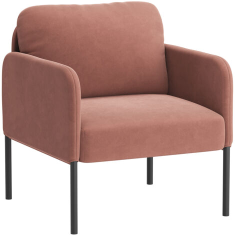 Naturally Comfortable Armchair for Everyday Use – Wraparound Backrest with Slim Metal Legs – Pink (1/5)