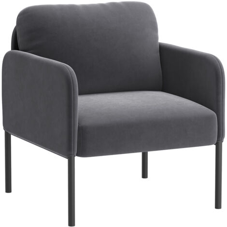 Naturally Comfortable Armchair for Everyday Use – Wraparound Backrest with Slim Metal Legs – Gray