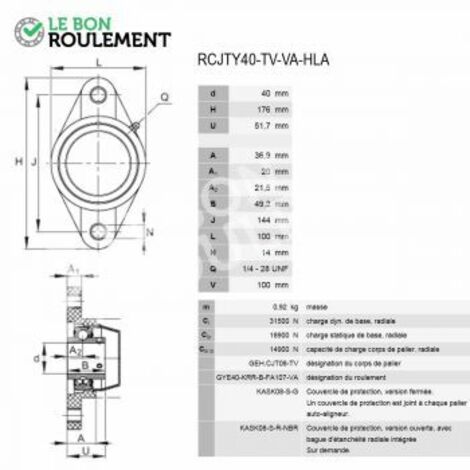 Palier plastique RCJTY40-TV-VA-HLA-INA