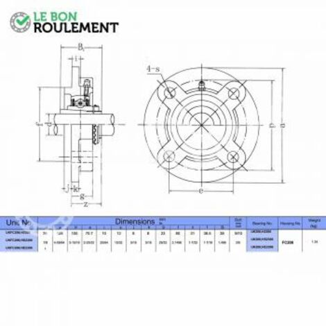 Palier fonte UKFC206+H2306