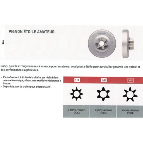 Pignon de tronçonneuse Oregon Power mate 3/8" - 100962X ref 100962X (1/2)