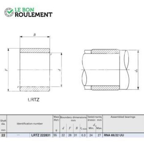 Bague acier intérieure LRTZ222831-IKO