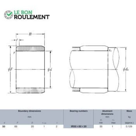 Bague acier intérieure 1R50X60X20-NTN
